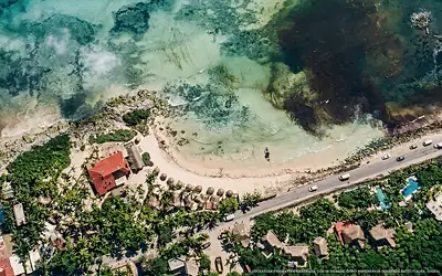 Illustrazione aerea di Zamas Hotel, Tulum (spiaggia Tulum Mirador I), Caraibi messicani