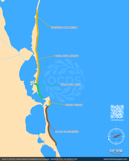Mappa del sargasso a Sian Kaan, Quintana Roo — 12 ottobre 2026