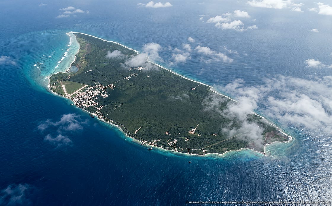 Ilustración aérea de la zona Cozumel, Caribe Mexicano