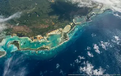 Illustration aérienne de la zone Sian Kaan, Caraïbes mexicaines